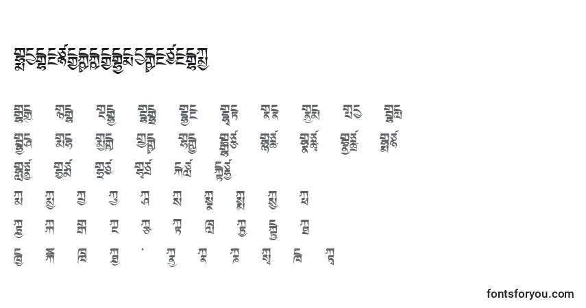 A fonte Tibetanmachineweb2 – alfabeto, números, caracteres especiais