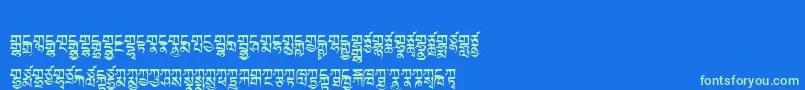 Tibetanmachineweb2-Schriftart – Grüne Schriften auf blauem Hintergrund