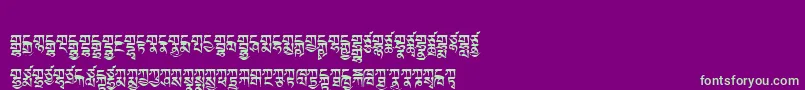 Tibetanmachineweb2-Schriftart – Grüne Schriften auf violettem Hintergrund