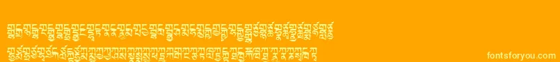 Tibetanmachineweb2-Schriftart – Gelbe Schriften auf orangefarbenem Hintergrund