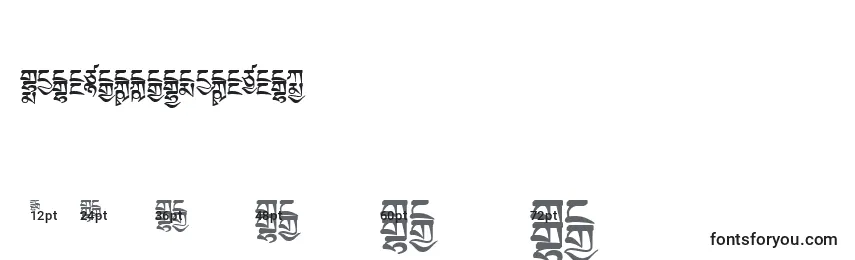Größen der Schriftart Tibetanmachineweb2