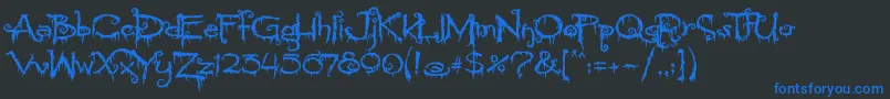 PyriteCrypt-Schriftart – Blaue Schriften auf schwarzem Hintergrund