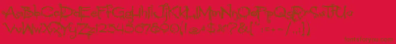 PyriteCrypt-Schriftart – Braune Schriften auf rotem Hintergrund
