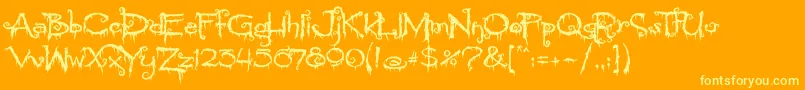 PyriteCrypt-Schriftart – Gelbe Schriften auf orangefarbenem Hintergrund