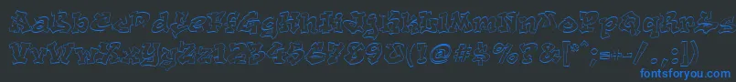 フォントAerosol – 黒い背景に青い文字