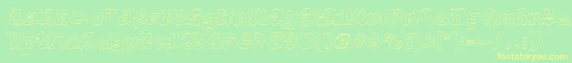 フォントAerosol – 黄色の文字が緑の背景にあります