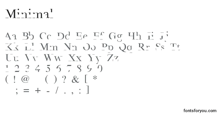 Schriftart Minimal (53645) – Alphabet, Zahlen, spezielle Symbole