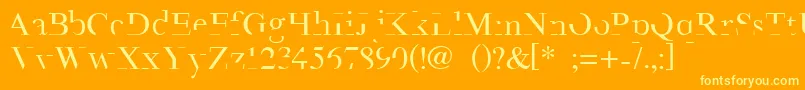 Minimal-Schriftart – Gelbe Schriften auf orangefarbenem Hintergrund