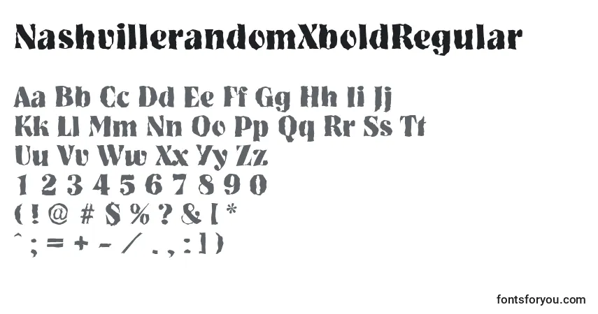 Schriftart NashvillerandomXboldRegular – Alphabet, Zahlen, spezielle Symbole