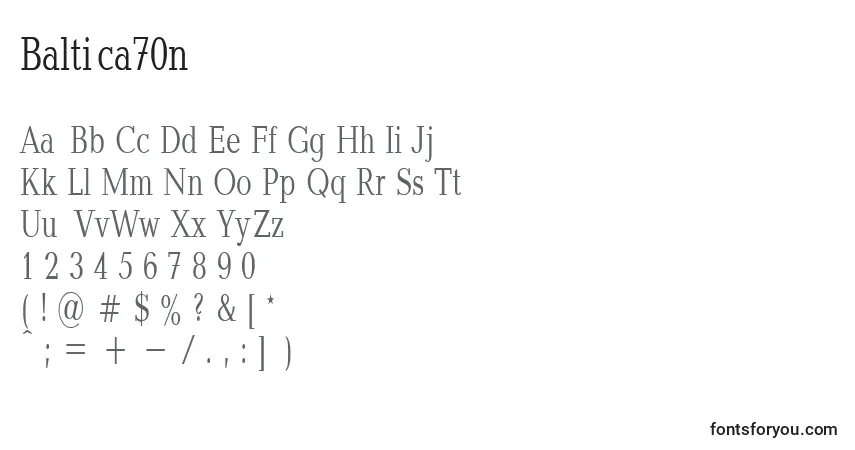 A fonte Baltica70n – alfabeto, números, caracteres especiais