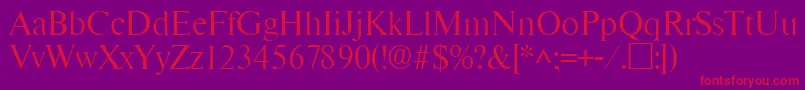 RomanlhRegular Font – Red Fonts on Purple Background