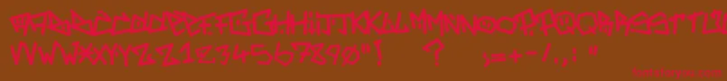 フォントAdrenalineZero – 赤い文字が茶色の背景にあります。