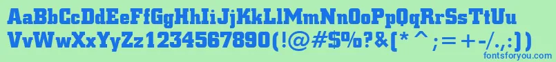 Шрифт SquareSlabserif711BoldBt – синие шрифты на зелёном фоне