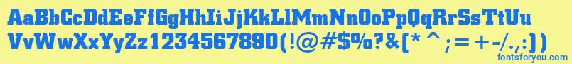 SquareSlabserif711BoldBt-Schriftart – Blaue Schriften auf gelbem Hintergrund