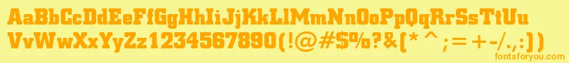 SquareSlabserif711BoldBt-Schriftart – Orangefarbene Schriften auf gelbem Hintergrund