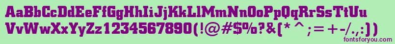 Fonte SquareSlabserif711BoldBt – fontes roxas em um fundo verde