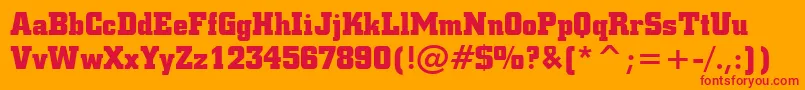 Fonte SquareSlabserif711BoldBt – fontes vermelhas em um fundo laranja