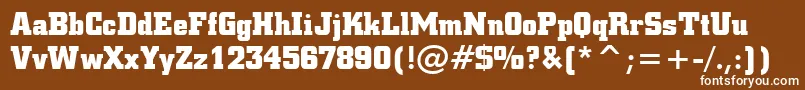 SquareSlabserif711BoldBt-fontti – valkoiset fontit ruskealla taustalla