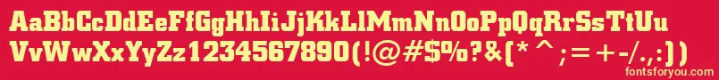 Czcionka SquareSlabserif711BoldBt – żółte czcionki na czerwonym tle
