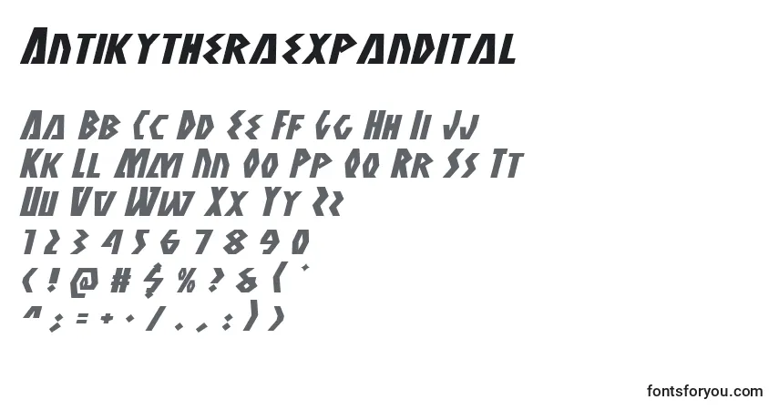 Schriftart Antikytheraexpandital – Alphabet, Zahlen, spezielle Symbole