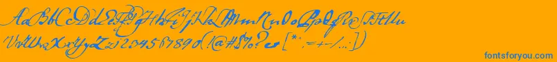 Ladanse-Schriftart – Blaue Schriften auf orangefarbenem Hintergrund