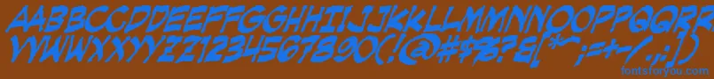 Czcionka CreepingEvilBold – niebieskie czcionki na brązowym tle