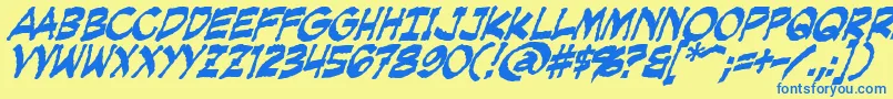 CreepingEvilBold Font – Blue Fonts on Yellow Background