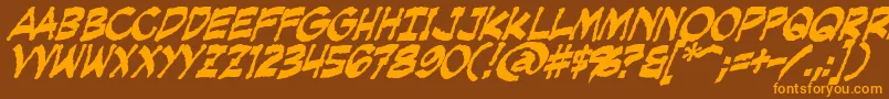 CreepingEvilBold-Schriftart – Orangefarbene Schriften auf braunem Hintergrund