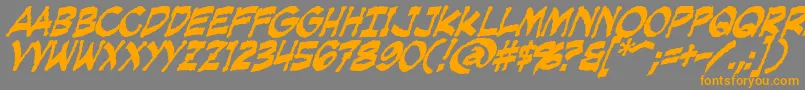 フォントCreepingEvilBold – オレンジの文字は灰色の背景にあります。
