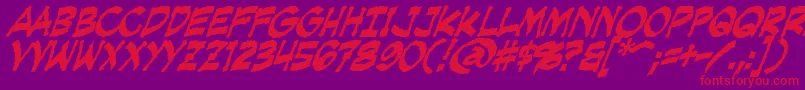 CreepingEvilBold-Schriftart – Rote Schriften auf violettem Hintergrund