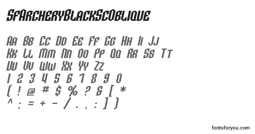 SfArcheryBlackScObliqueフォント–アルファベット、数字、特殊文字