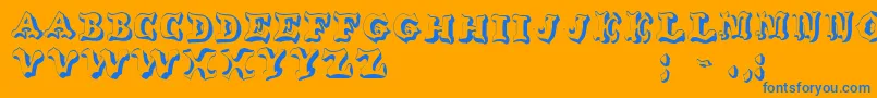 OxnardRegular-Schriftart – Blaue Schriften auf orangefarbenem Hintergrund