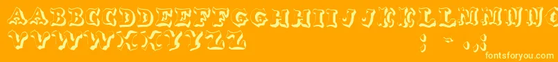 OxnardRegular-Schriftart – Gelbe Schriften auf orangefarbenem Hintergrund