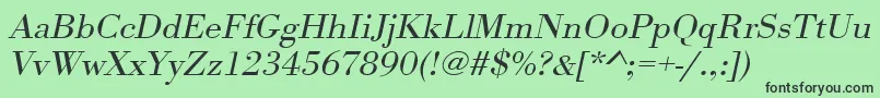 フォントUrwbodonitligextwidOblique – 緑の背景に黒い文字