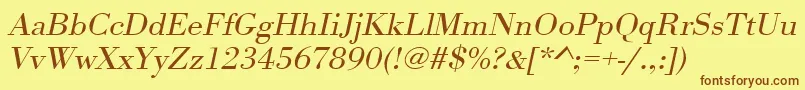 UrwbodonitligextwidOblique Font – Brown Fonts on Yellow Background