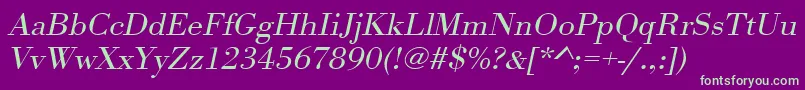 UrwbodonitligextwidOblique Font – Green Fonts on Purple Background