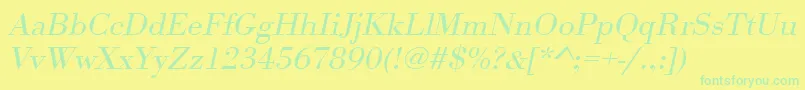 UrwbodonitligextwidOblique Font – Green Fonts on Yellow Background