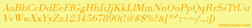 UrwbodonitligextwidOblique Font – Orange Fonts on Yellow Background