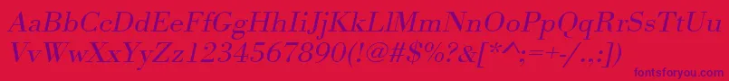 UrwbodonitligextwidOblique Font – Purple Fonts on Red Background