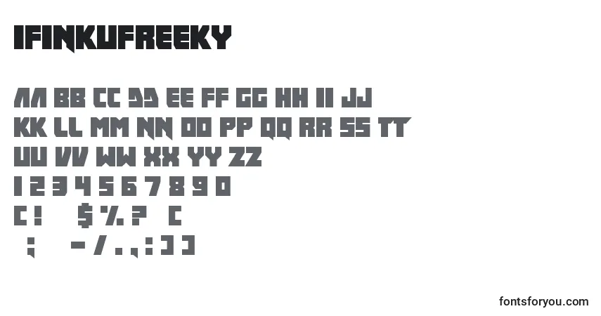 A fonte IFinkUFreeky – alfabeto, números, caracteres especiais