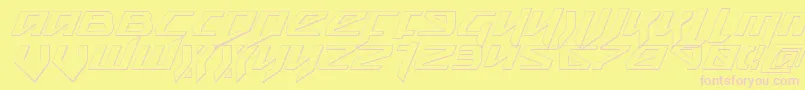 Snubfighter3DItalic-Schriftart – Rosa Schriften auf gelbem Hintergrund