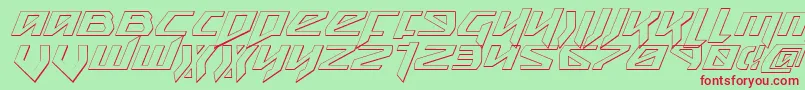 Snubfighter3DItalic Font – Red Fonts on Green Background
