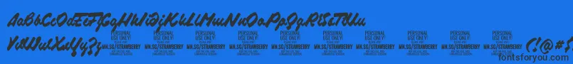 StrawberryscriptPersonalUse Font – Black Fonts on Blue Background