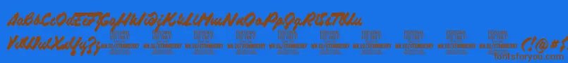 StrawberryscriptPersonalUse Font – Brown Fonts on Blue Background
