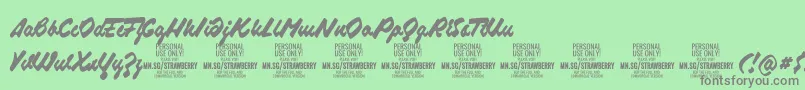 StrawberryscriptPersonalUse-Schriftart – Graue Schriften auf grünem Hintergrund