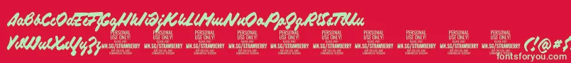 StrawberryscriptPersonalUse Font – Green Fonts on Red Background