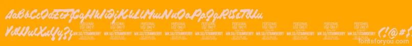 Saiba mais sobre a fonte StrawberryscriptPersonalUse Fonte StrawberryscriptPersonalUse – fontes rosa em um fundo laranja