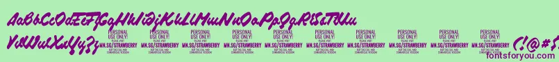 StrawberryscriptPersonalUse Font – Purple Fonts on Green Background