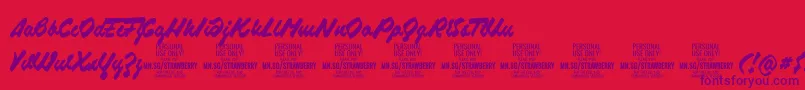 Fonte StrawberryscriptPersonalUse – fontes roxas em um fundo vermelho