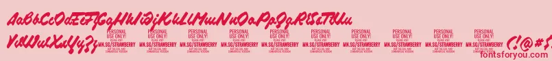 StrawberryscriptPersonalUse-fontti – punaiset fontit vaaleanpunaisella taustalla
